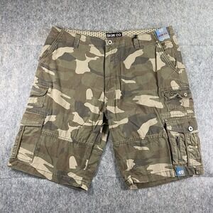 Iron Co Shorts Men's 40 Green Camouflage Baggy‎ Wide Leg Y2K Cargo NWT